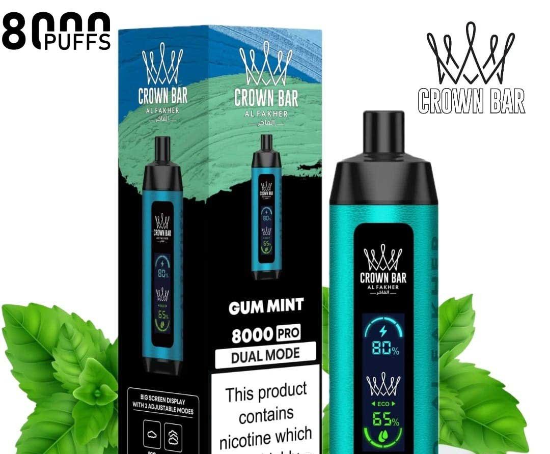 Crown-Bar-Al-Fakher-8000-Pro-Gum-Mint Crown Bar Gum Mint 8000pfs 5mg - Image 1