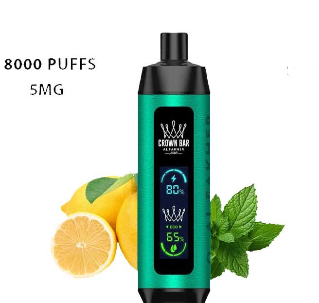 Vape-Al-Fakher-Crown-Bar-Pro-Lemon-Mint-8000-Puffs Crown Bar Lemon Mint 8000pfs 5mg - Image 1
